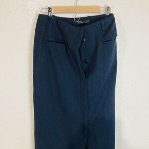 Ellen Tracy Linda Allard 100% Wool Pencil‎ Skirt Black Front Slit, Buttons Sz 10